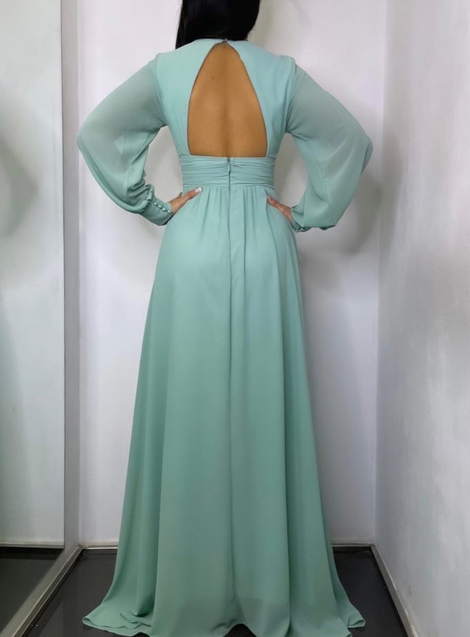 Vestido Gasa Aberturas Mangas