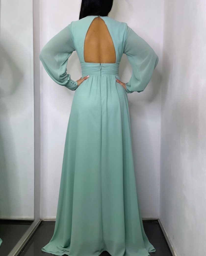 Vestido Gasa Aberturas Mangas - Imagen 5