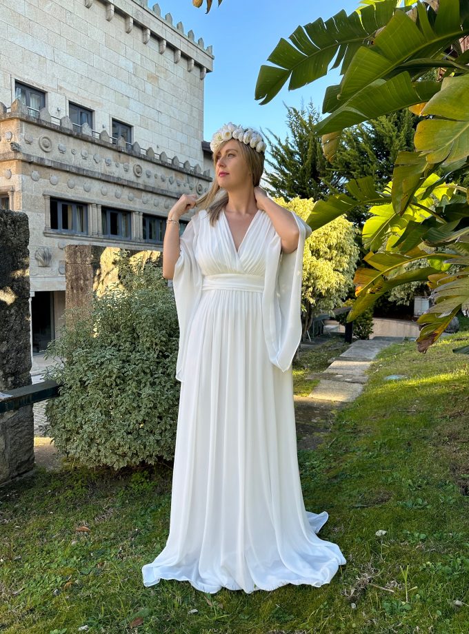 Vestido Gasa Mangas Novia Curvy