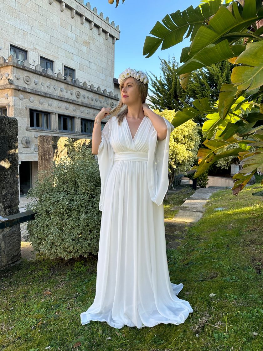 Vestido Gasa Mangas Novia Curvy - Imagen 11