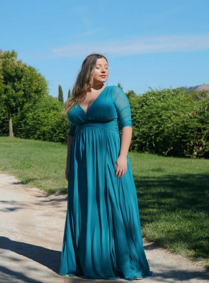 Vestido Nudo Mangas Traslúcidas