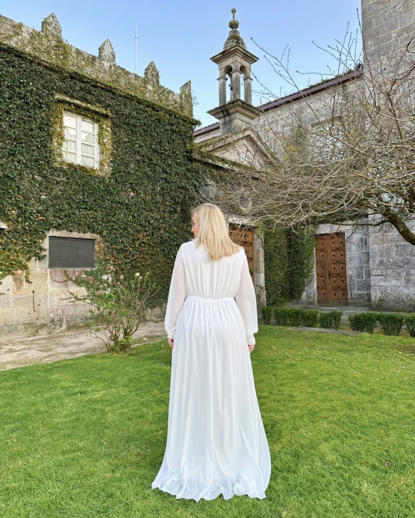 Vestido Gasa Aberturas Mangas Novia - Imagen 13
