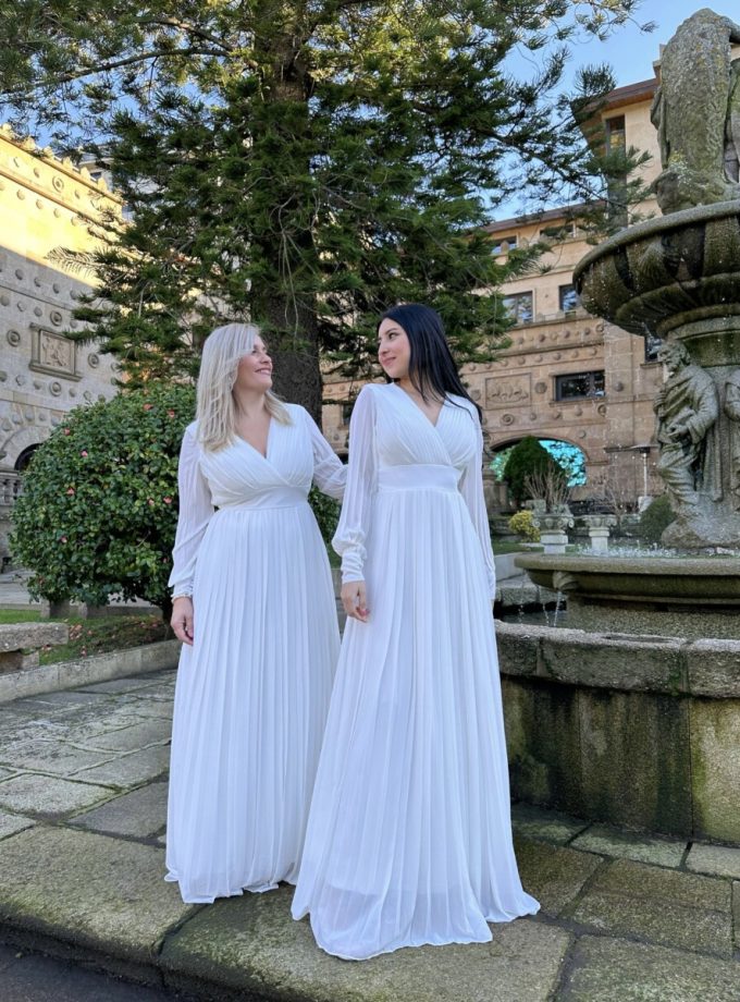 Vestido Tablas Espalda Novia