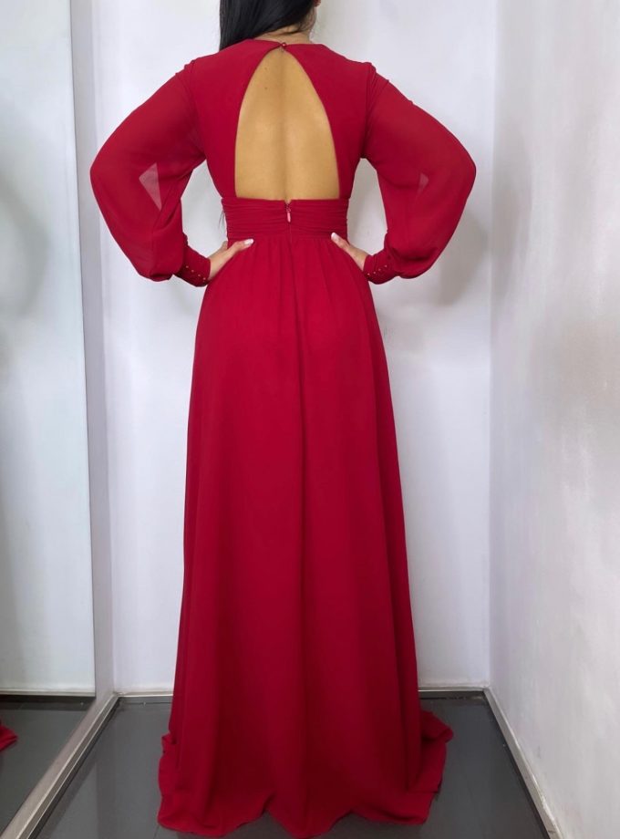 Vestido Gasa Aberturas Mangas