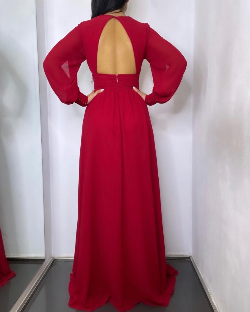 Vestido Gasa Aberturas Mangas - Imagen 11