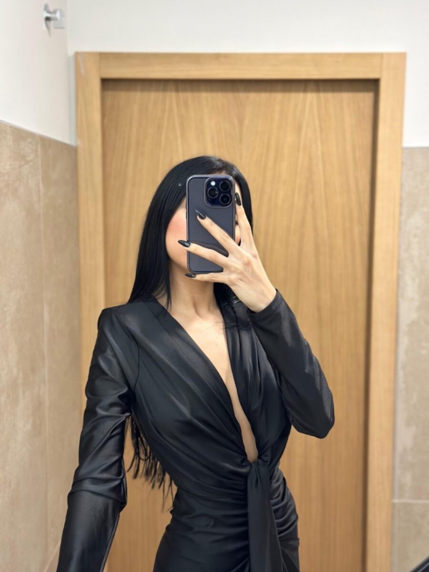 Vestido Seda Escote Nudo Mangas - Imagen 16