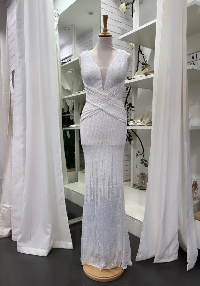 Vestido Novia Lentejuelas Cruzado - Imagen 6
