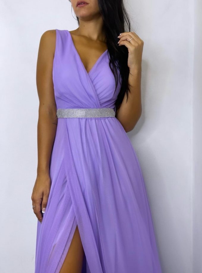 Vestido Tul Basic Cintura Brillos