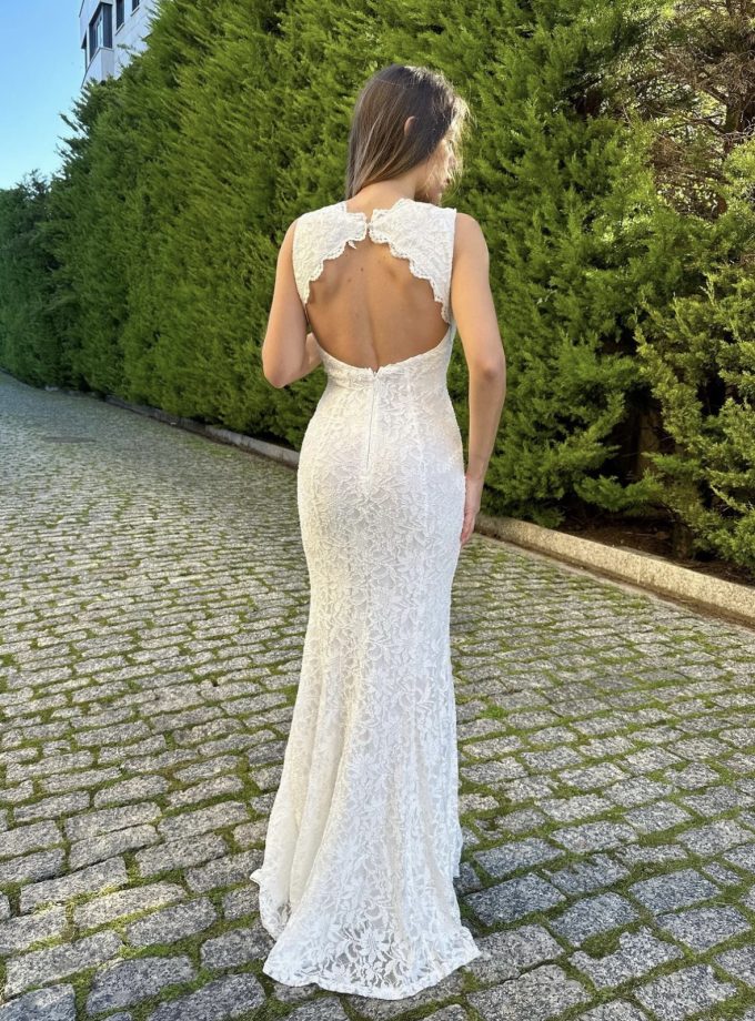 Vestido Encaje Sirena Espalda Novia