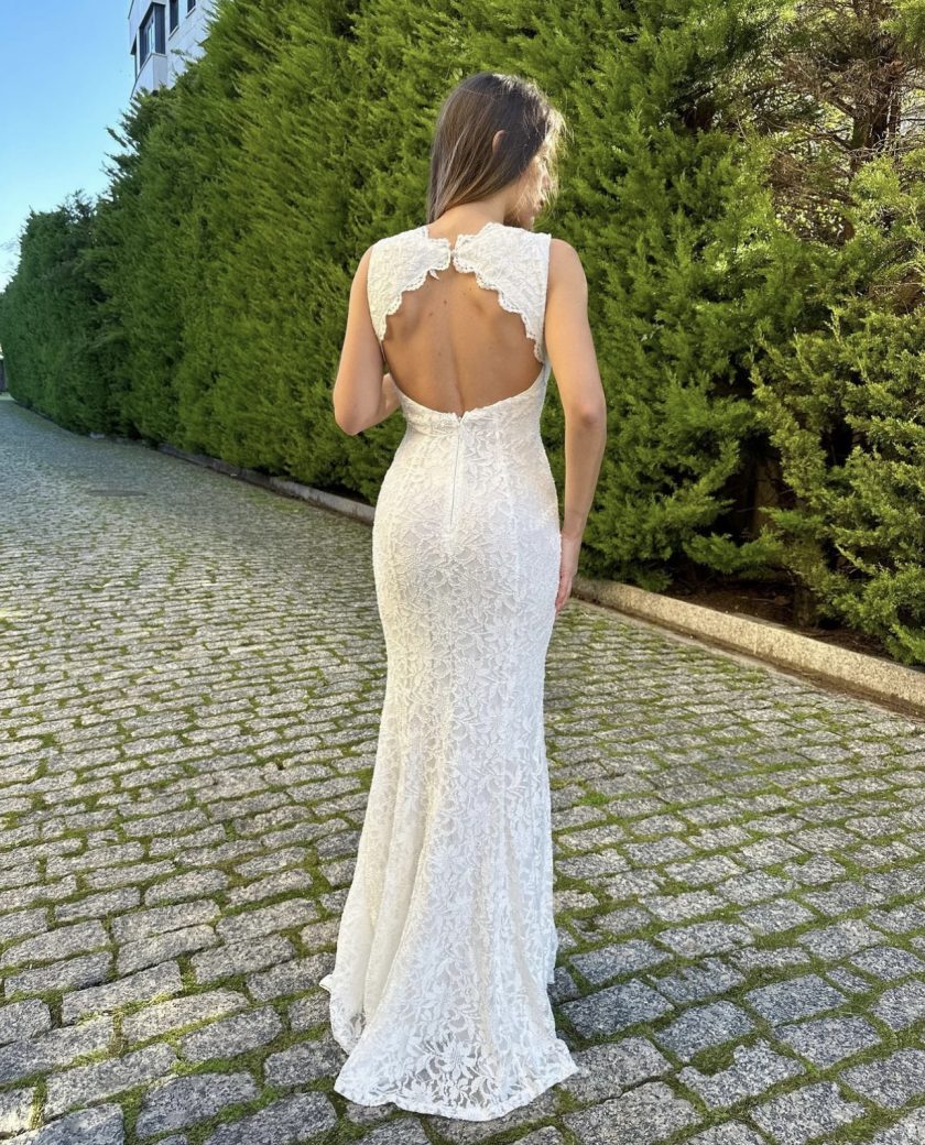 Vestido Encaje Sirena Espalda Novia