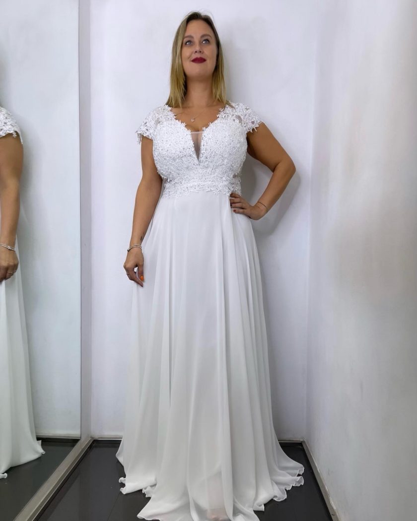 Vestido Encaje Brillos Curvy Novia - Imagen 7