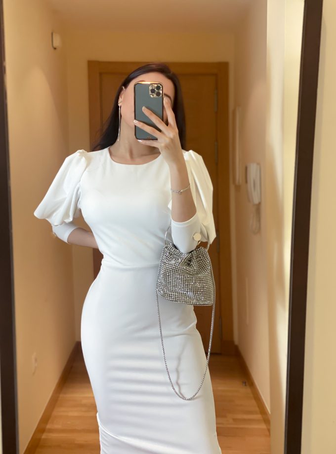 Vestido Midi Botones Novia