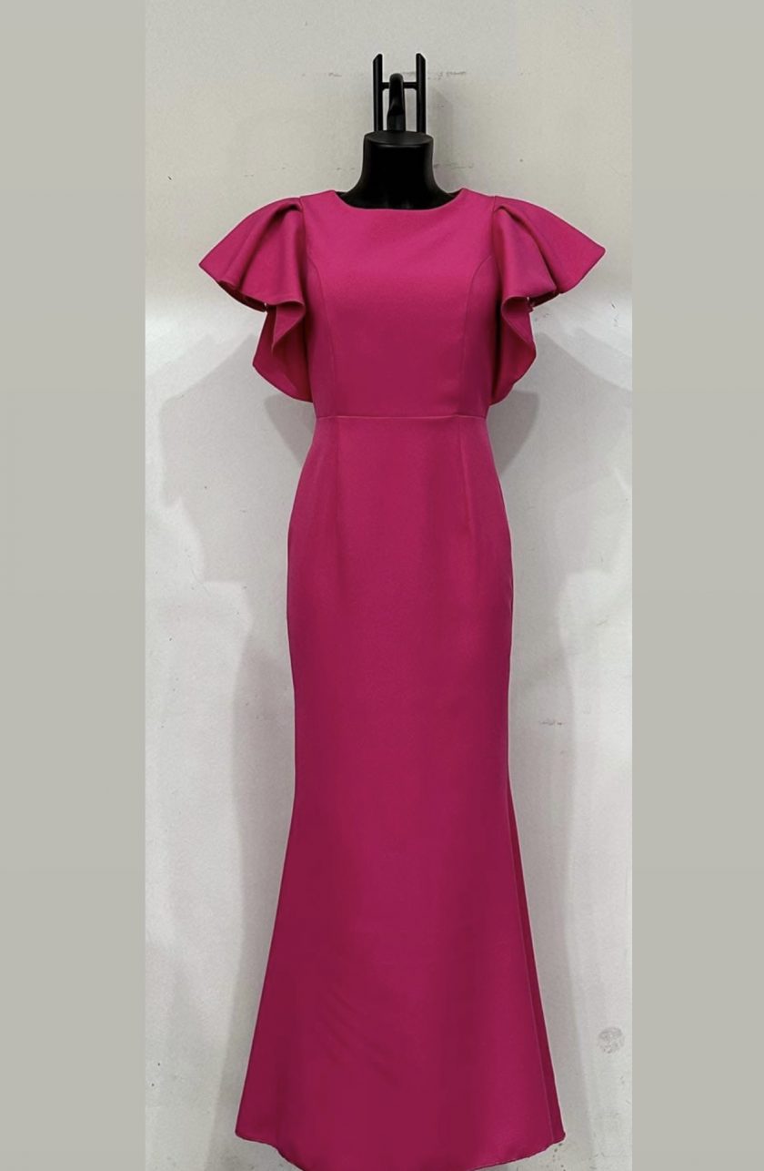 Vestido Sirena Manga Corta Volantes - Imagen 7