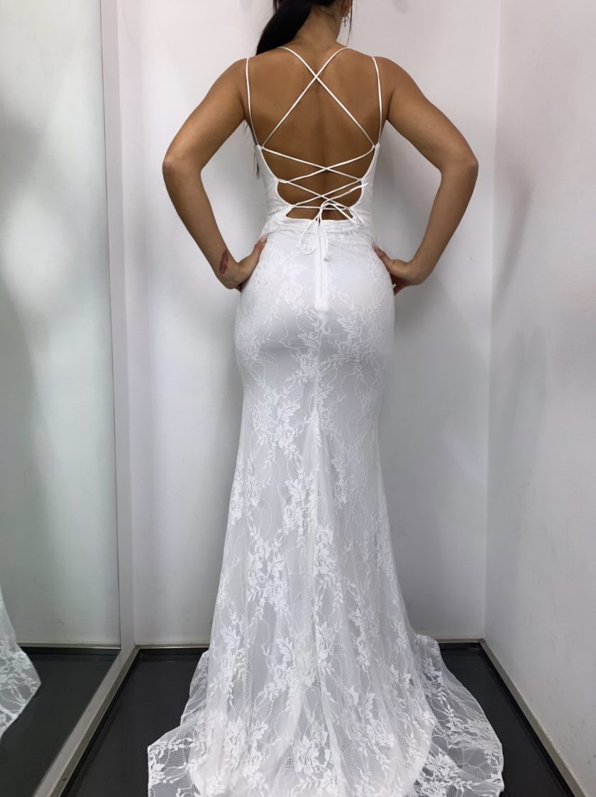 Vestido Sirena Espalda Cruzada Novia - Imagen 3