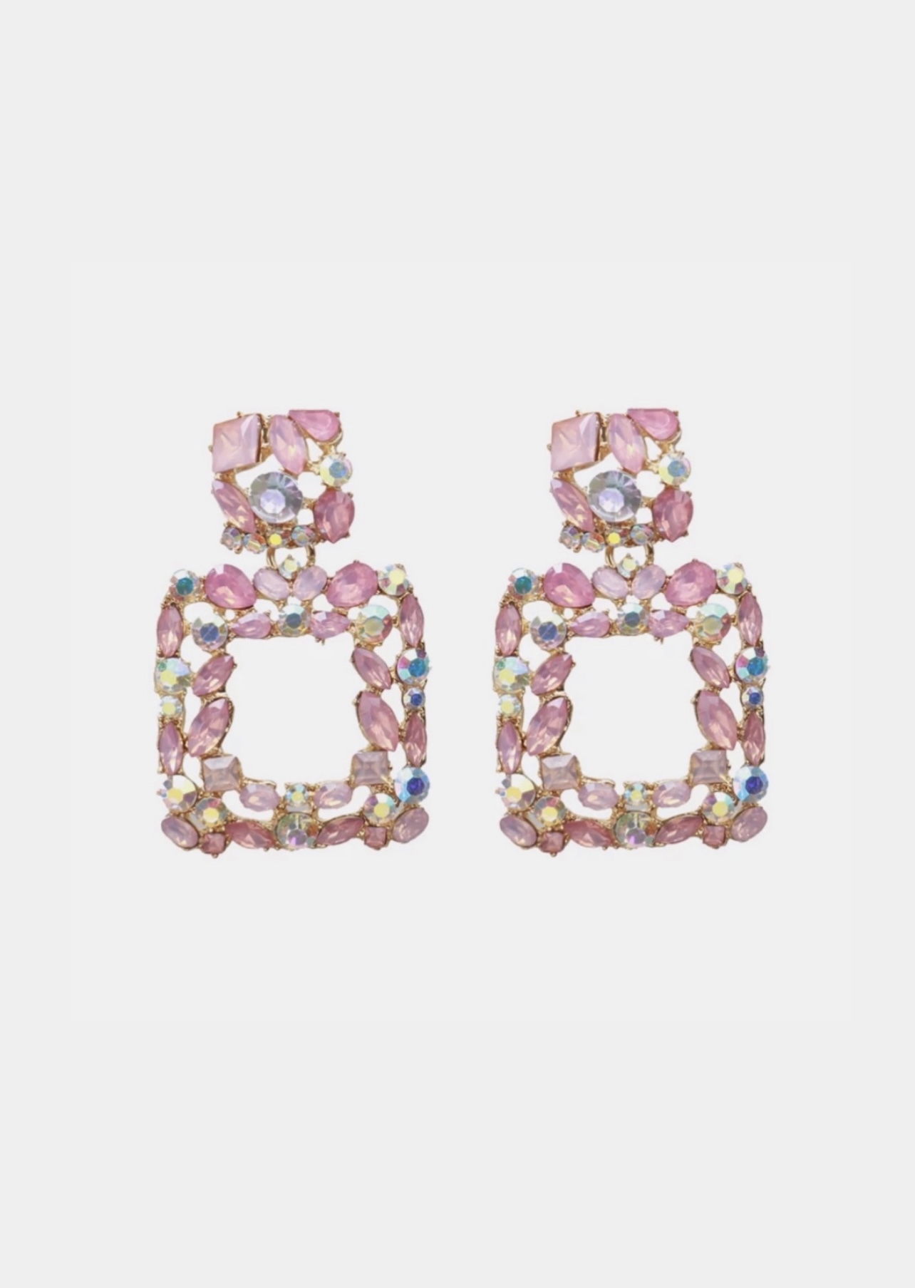 Pendientes Square Joya Rosa