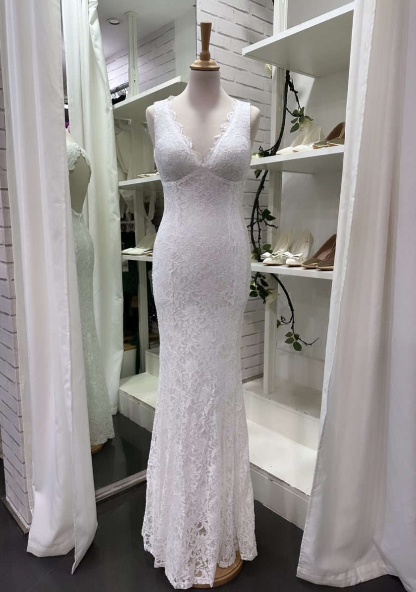 Vestido Encaje Sirena Espalda Novia