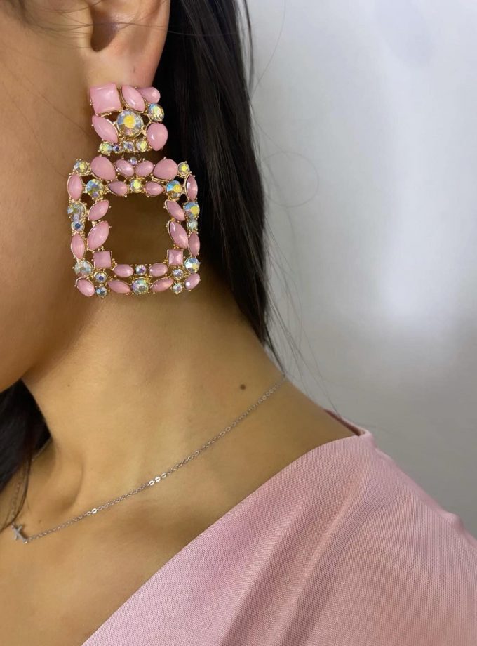 Pendientes Square Joya Rosa
