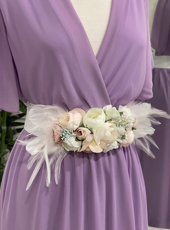 Cinturón Floral Plumas Blanco