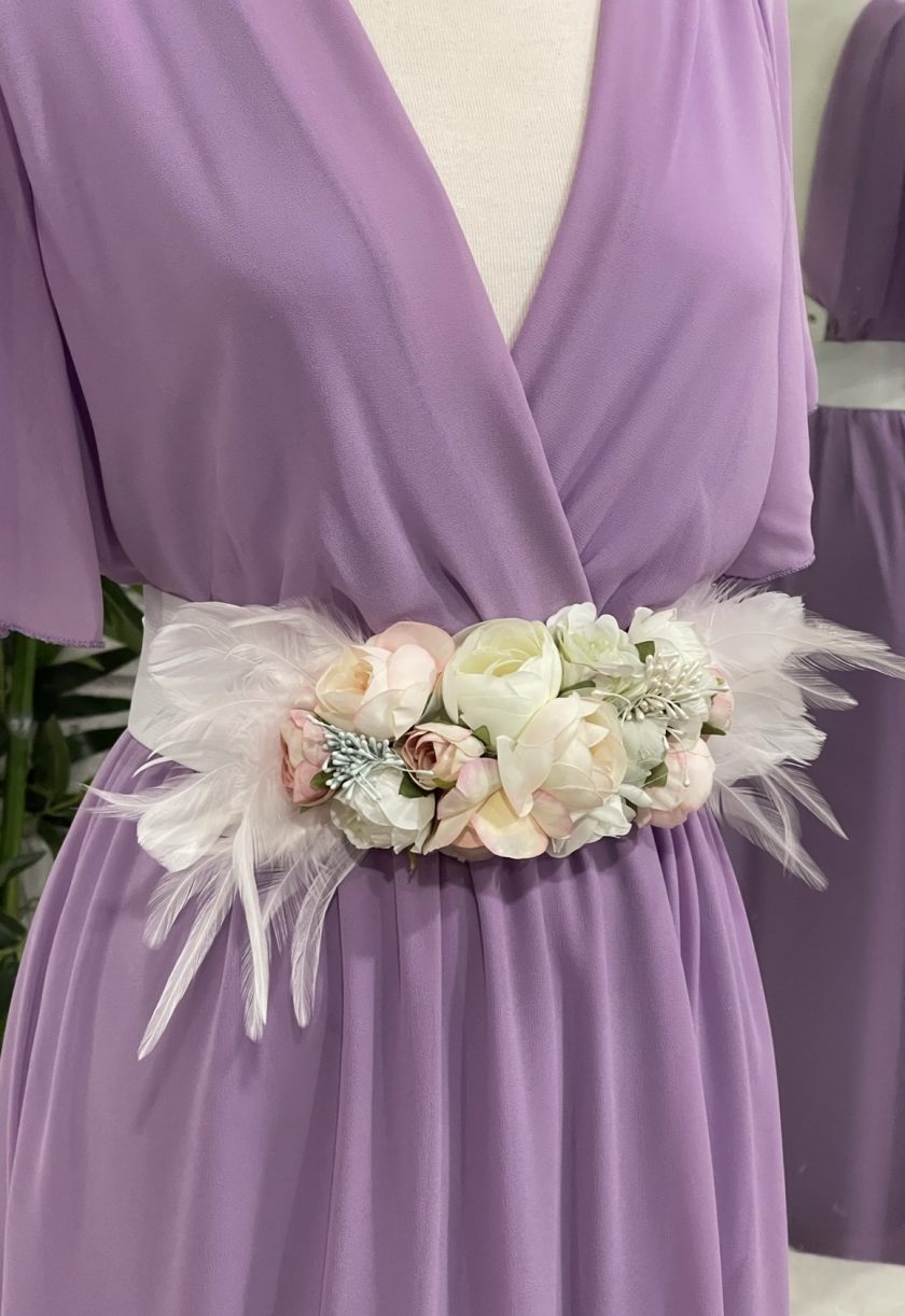 Cinturón Floral Plumas Blanco