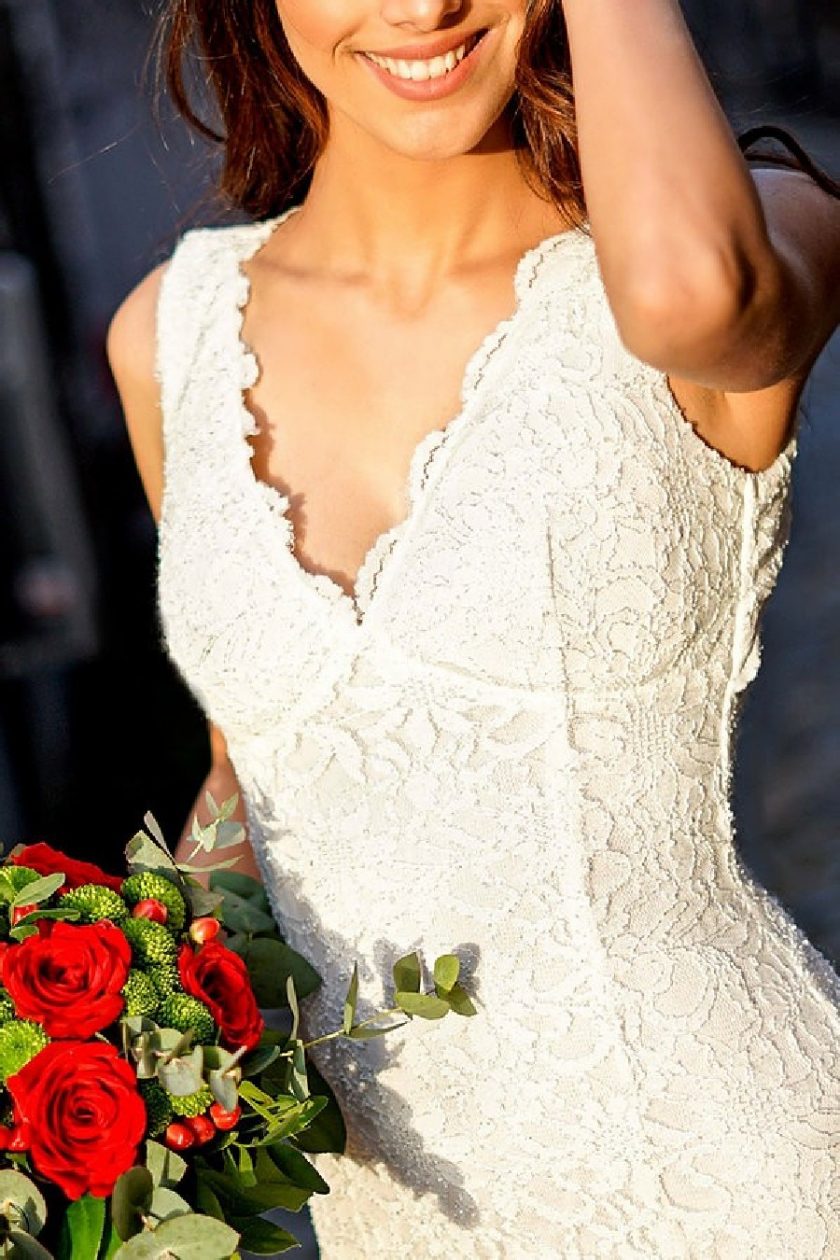 Vestido Encaje Sirena Espalda Novia