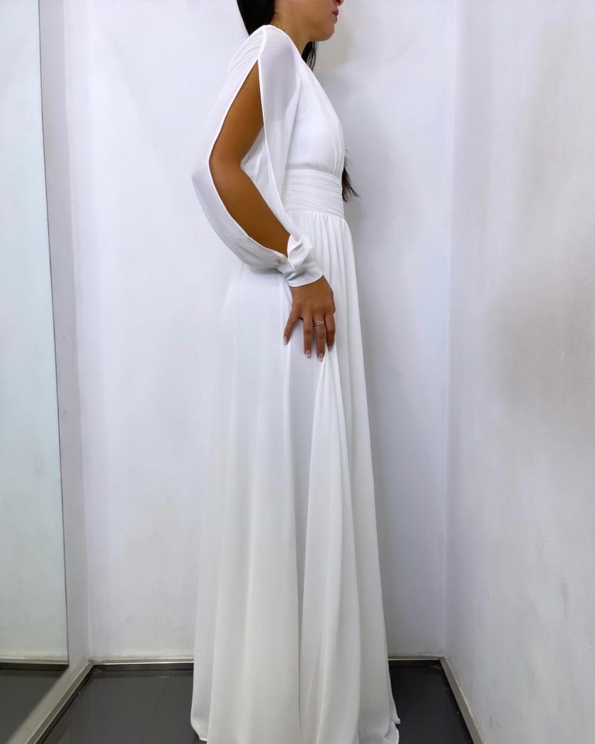 Vestido Gasa Aberturas Mangas Novia - Imagen 2