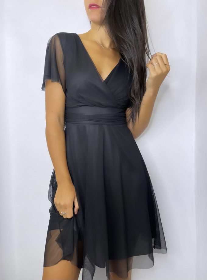 Vestido Tul Mangas Corto