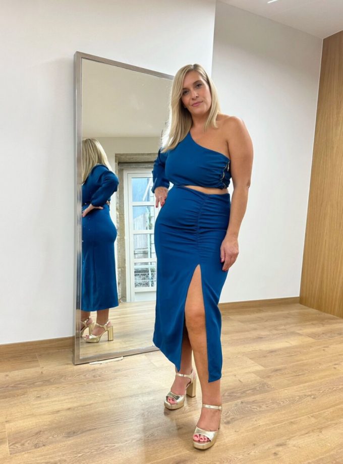 Vestido Manga Abertura Botones