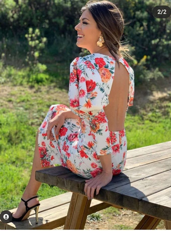 Vestido Midi Botones Estampado