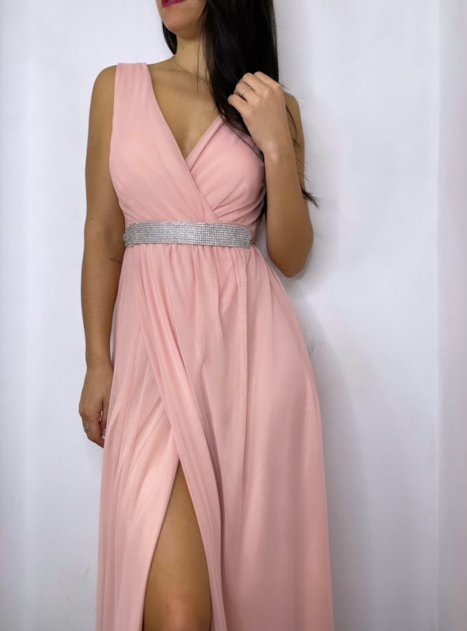 Vestido Tul Basic Cintura Brillos