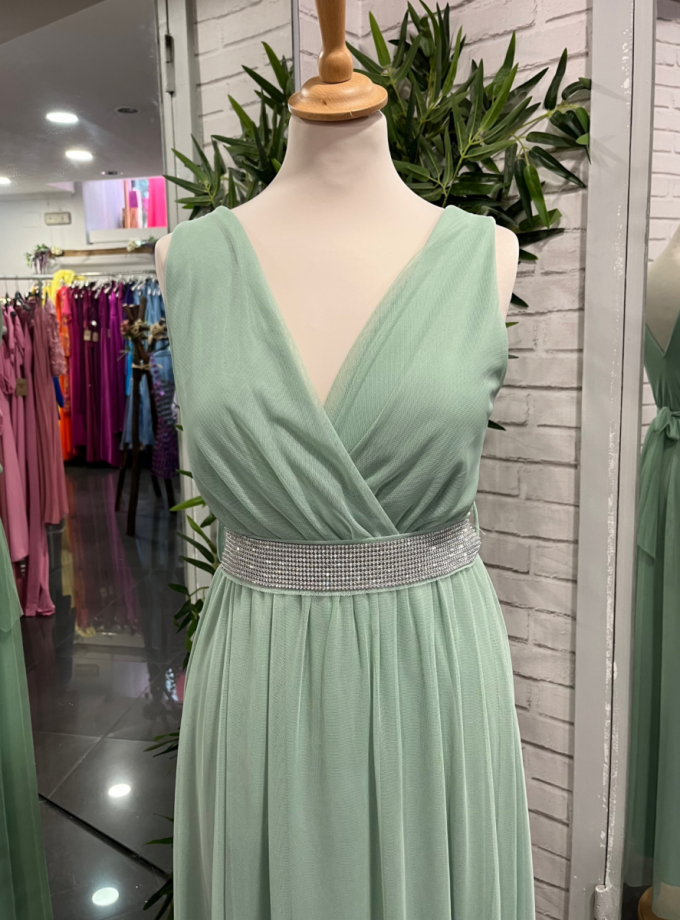 Vestido Tul Basic Cintura Brillos