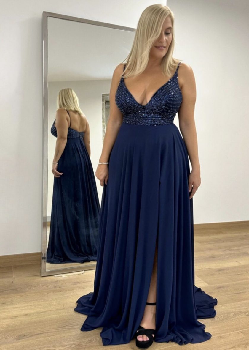 Vestido Gasa Brillos Pecho - Imagen 12