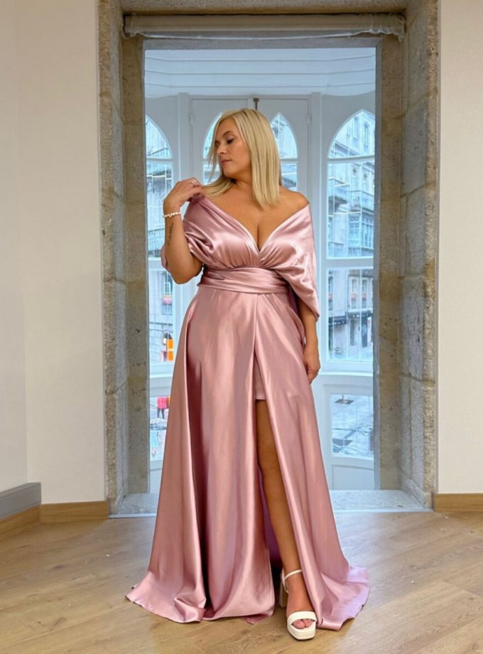 Vestido Multiposición Seda Abertura