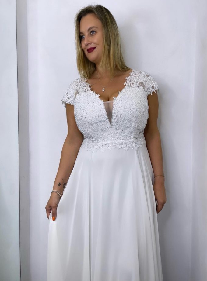Vestido Encaje Brillos Curvy Novia