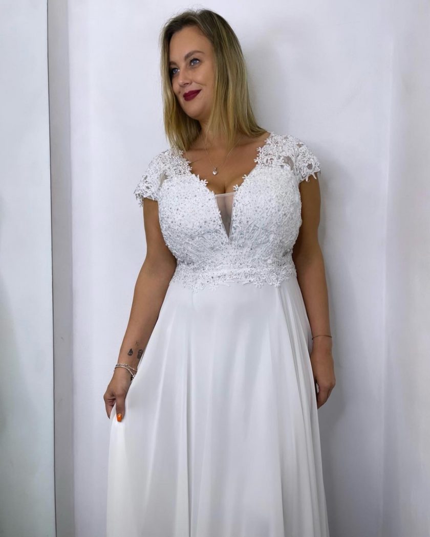 Vestido Encaje Brillos Curvy Novia - Imagen 4