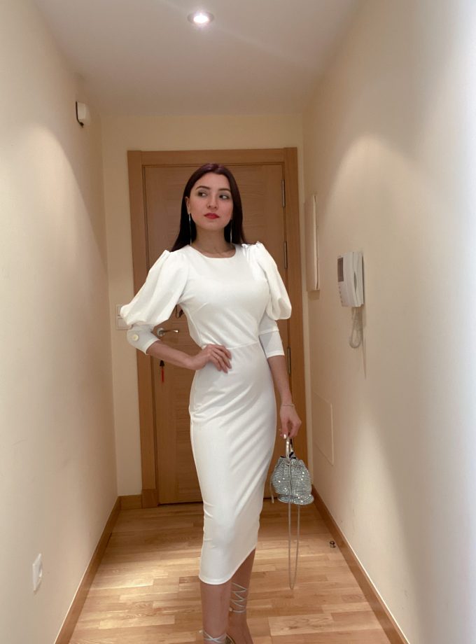 Vestido Midi Botones Novia