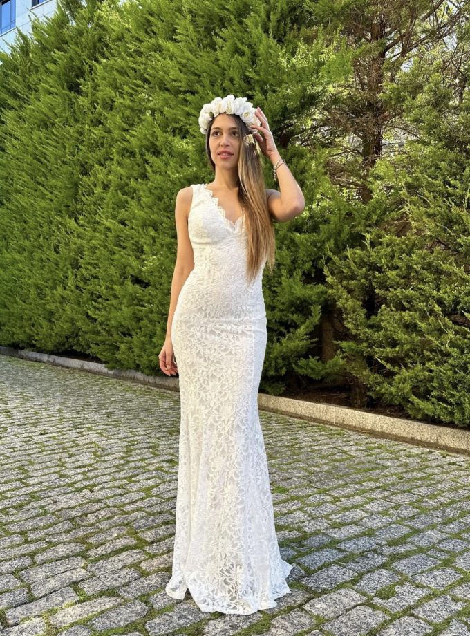 Vestido Encaje Sirena Espalda Novia