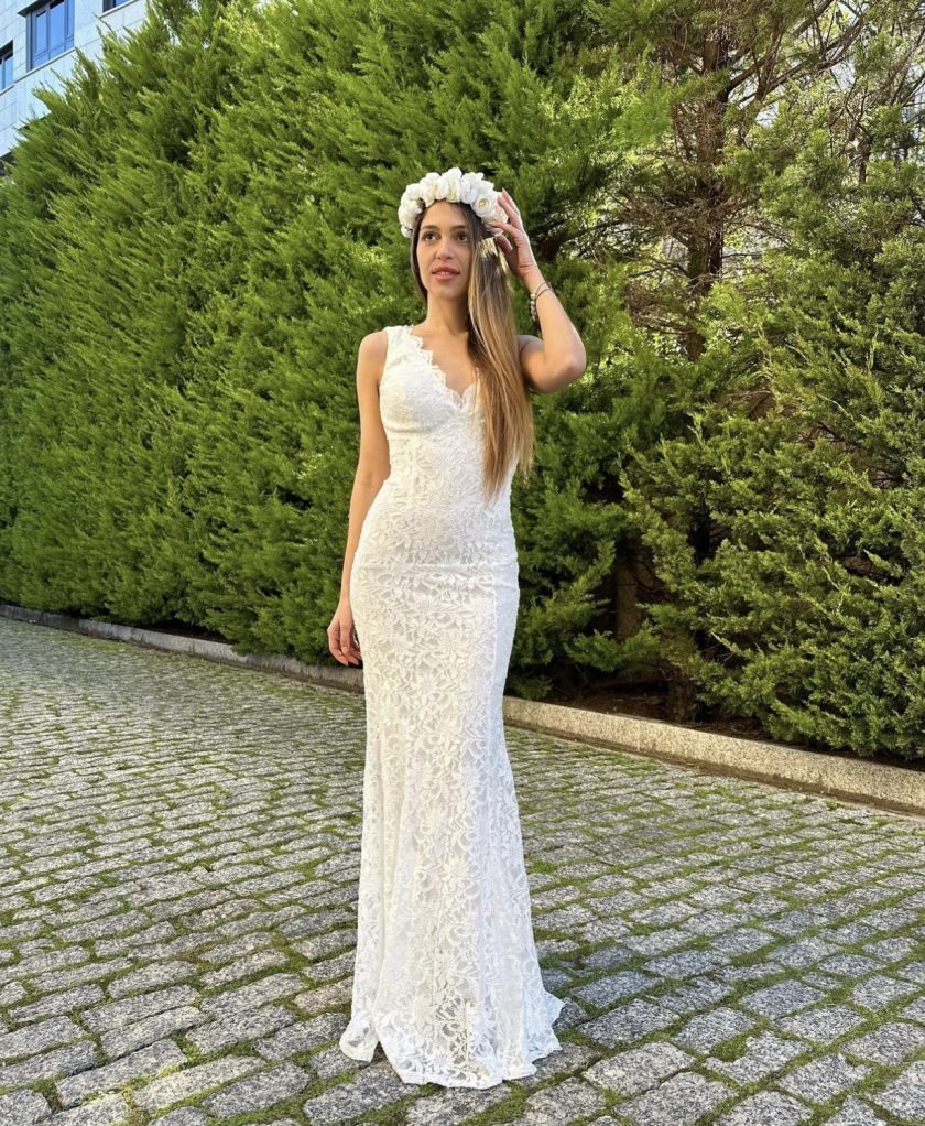Vestido Encaje Sirena Espalda Novia