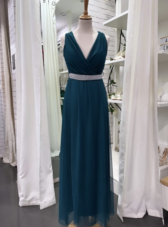 Vestido Tul Basic Cintura Brillos