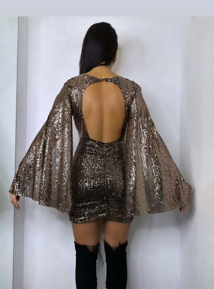 Vestido Lentejuelas Mangas Abiertas