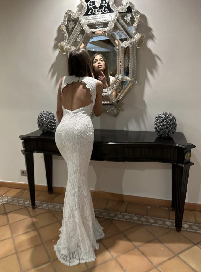 Vestido Encaje Sirena Espalda Novia