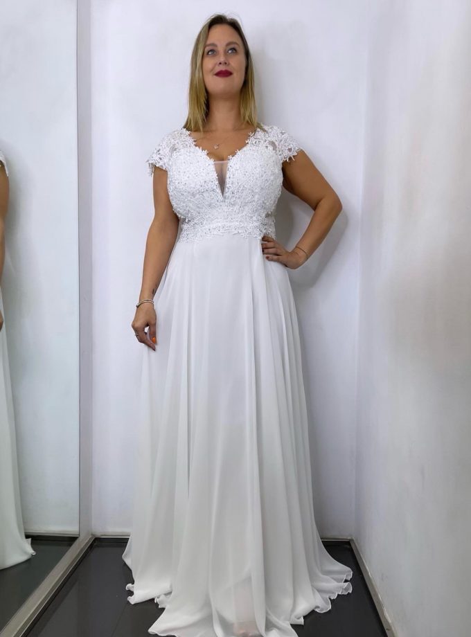 Vestido Encaje Brillos Curvy Novia