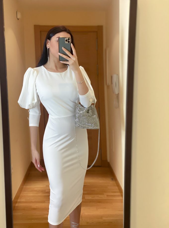 Vestido Midi Botones Novia