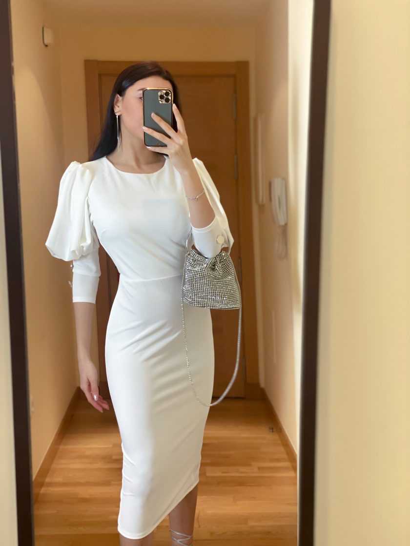 Vestido Midi Botones Novia