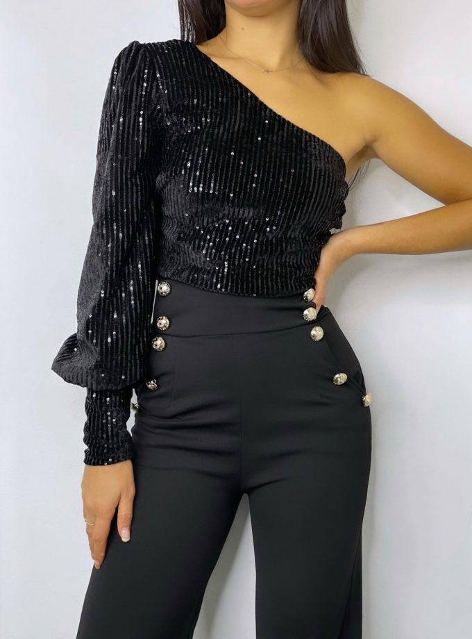 Top Asimétrico Terciopelo Lentejuelas