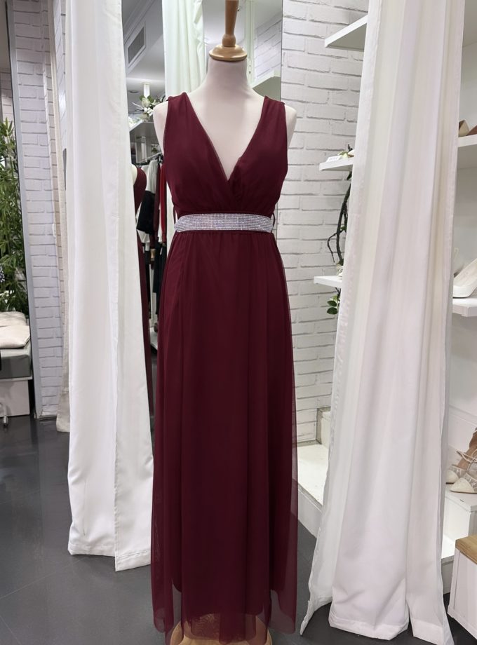 Vestido Tul Basic Cintura Brillos