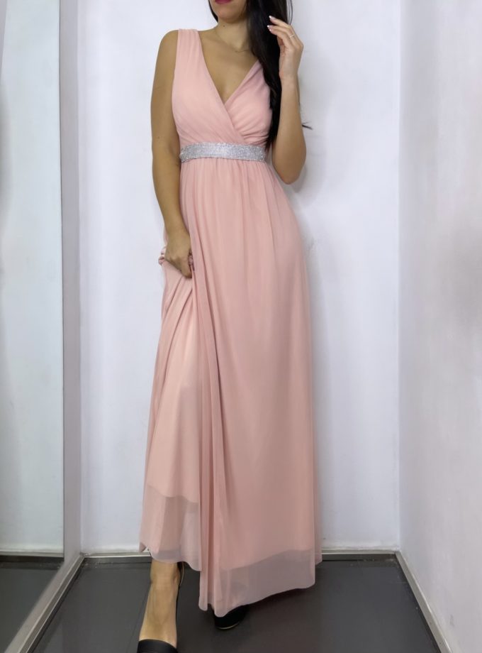 Vestido Tul Basic Cintura Brillos