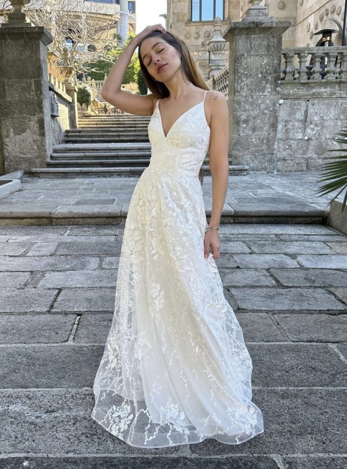 Vestido Novia Encaje Flores