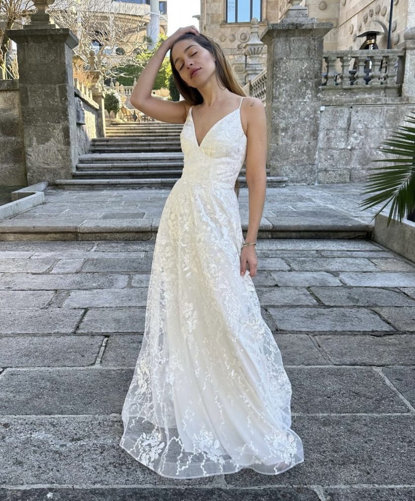 Vestido Novia Encaje Flores - Imagen 9