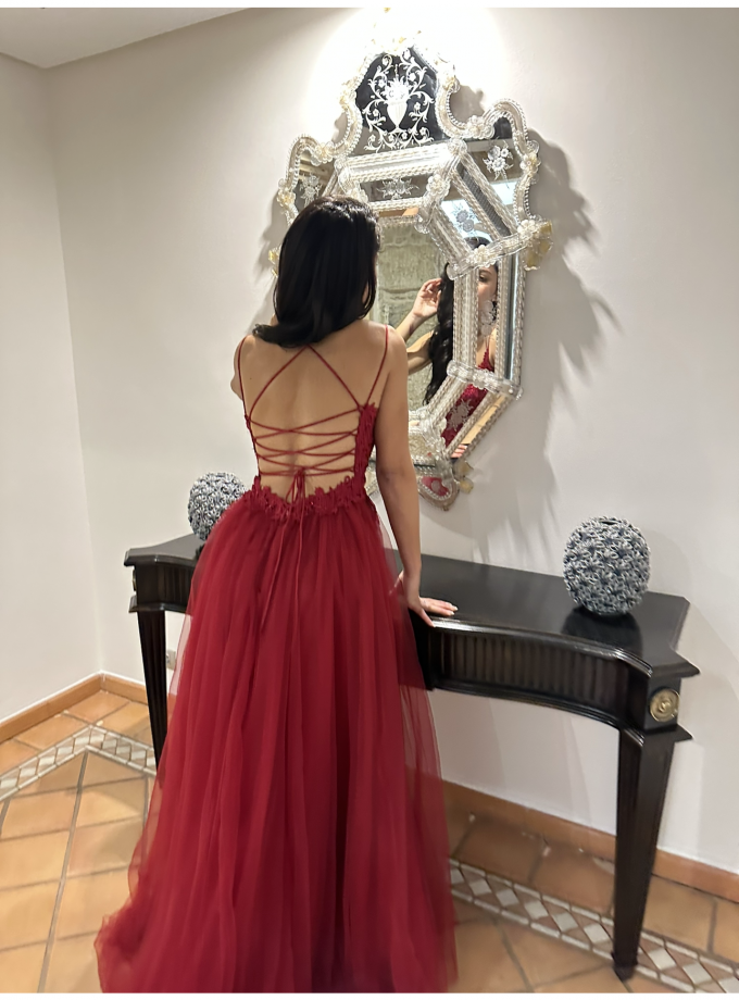 Vestido Tul Largo Abertura