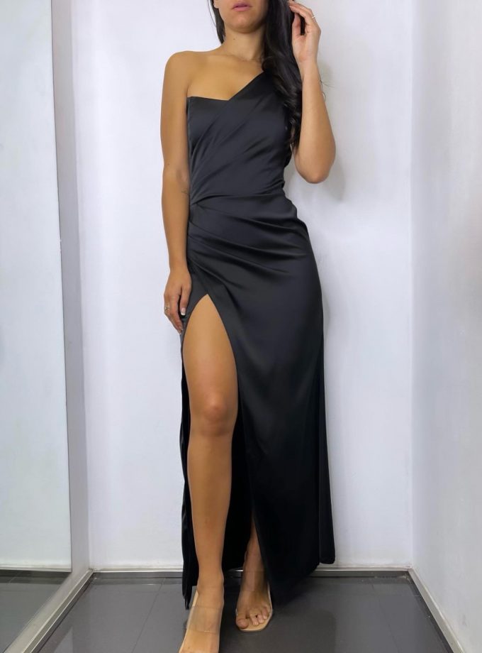 Vestido Asimétrico Abertura Seda